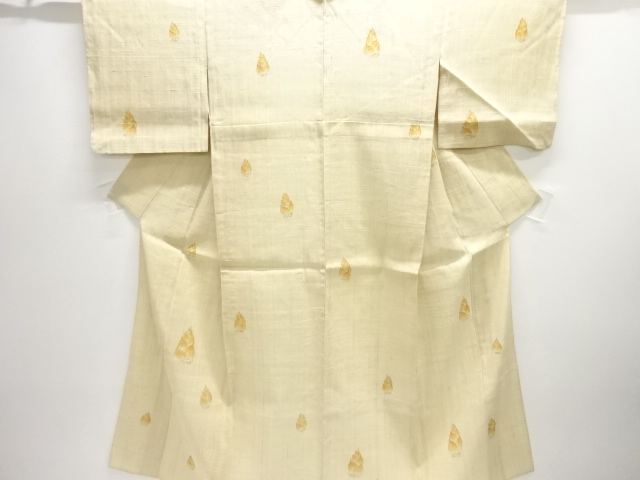 JAPANESE KIMONO / ANTIQUE RAW TSUMUGI BAMBOO SHOOT PATTERN KIMONO